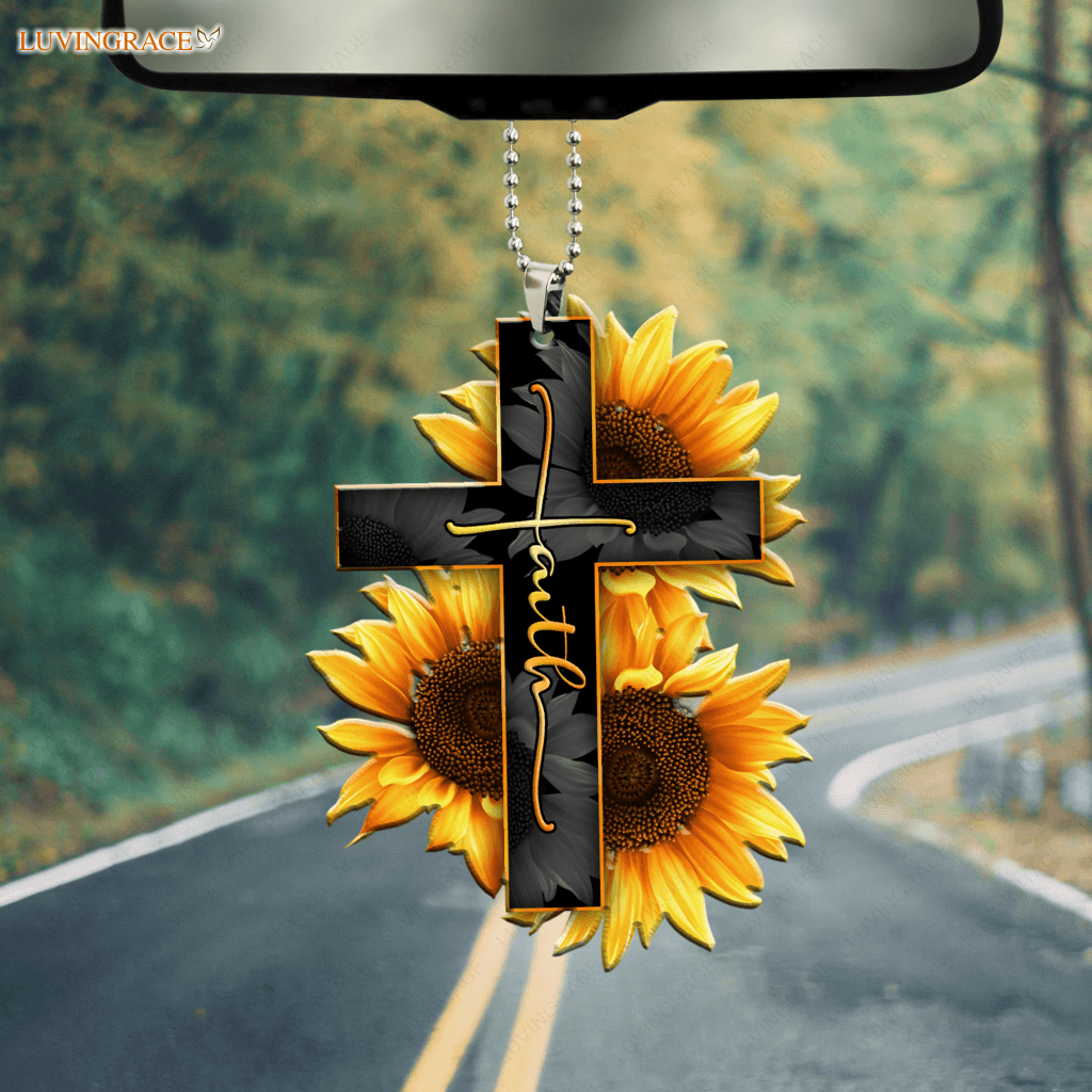 Faith Sunflower Car Hanging Ornament