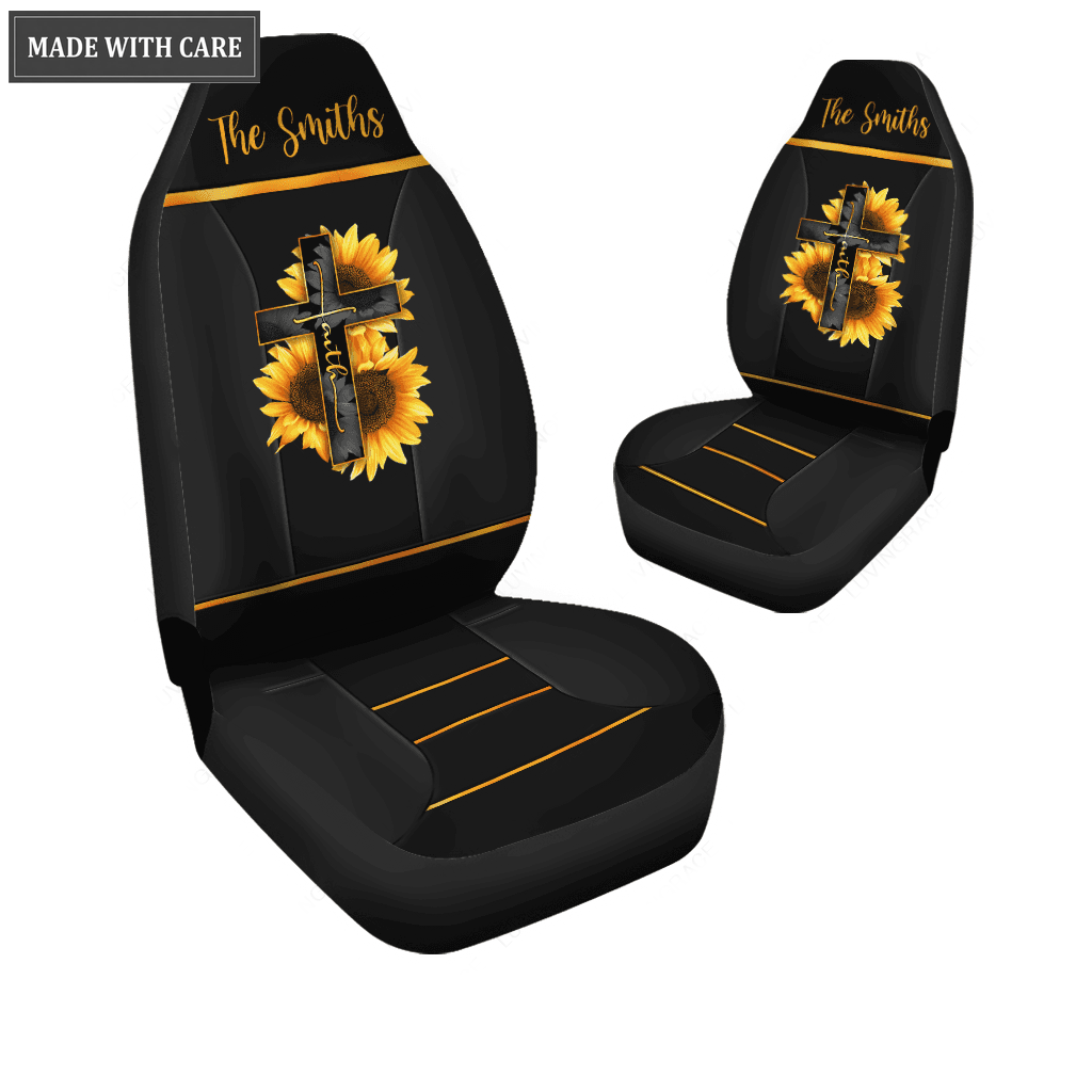 Faith Sunflower Personalized Car Seat Cover