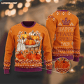 Fall Flower Pumpkin Knitted Pattern Happy Thanksgiving Day Ugly Sweater Wool Sweatshirt