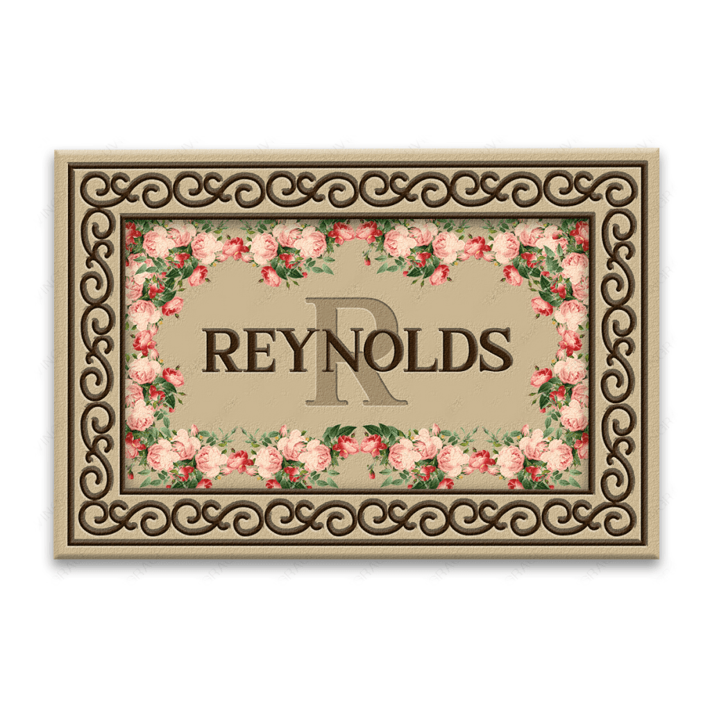 Family Floral Personalized Door Mat