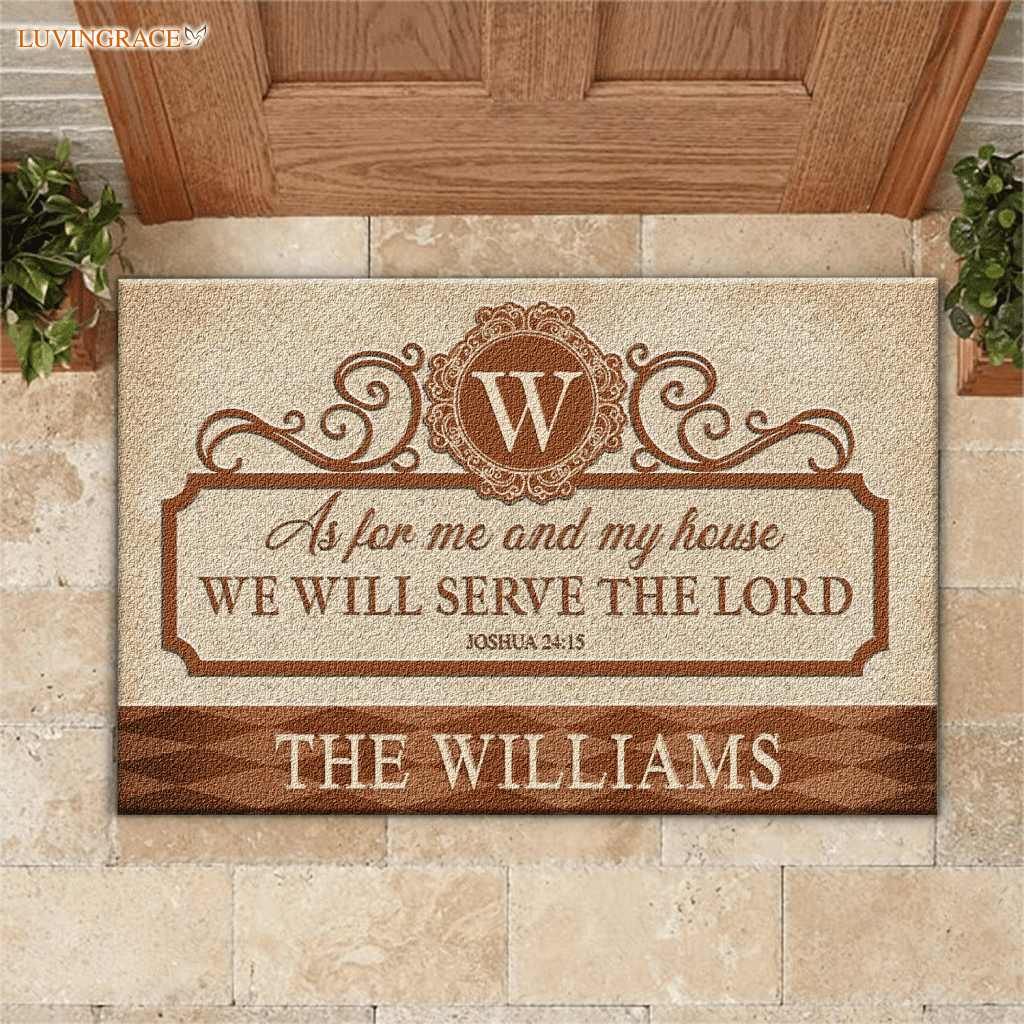 Family Gift Serve The Lord Personalized Elegant Doormat