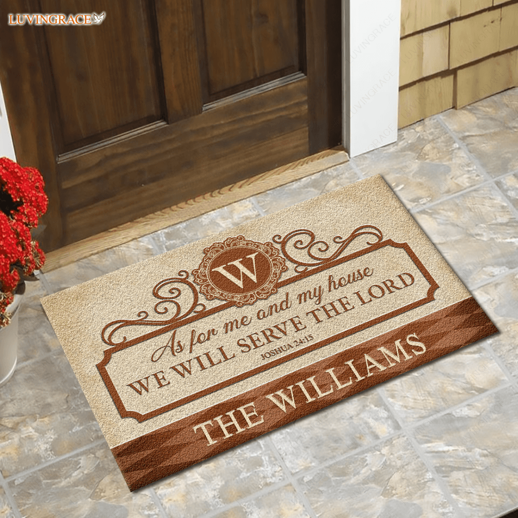 Family Gift Serve The Lord Personalized Elegant Doormat