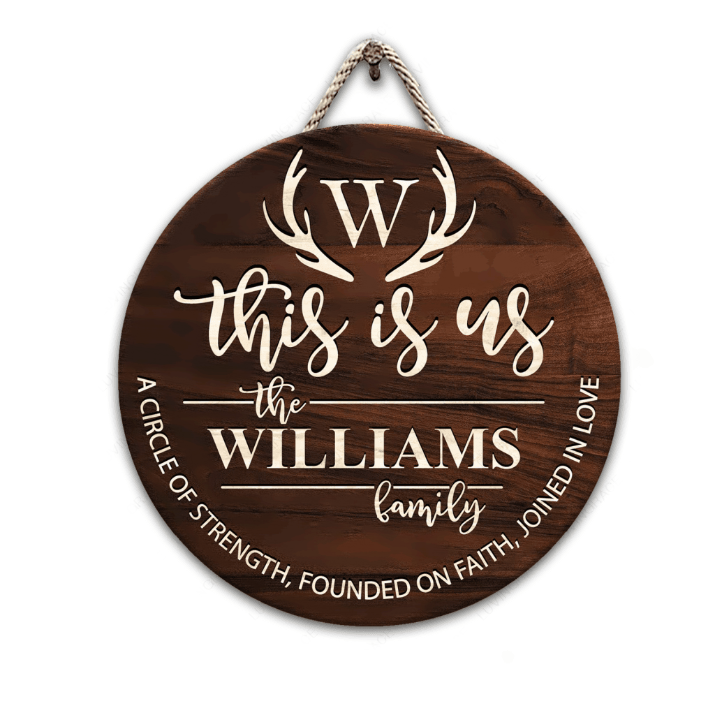 Family Monogram This Is Us Personalized Wood Circle Sign