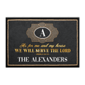 Family Name We Will Serve The Lord Personalized Framed Doormat