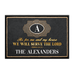Family Name We Will Serve The Lord Personalized Framed Doormat