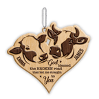 Farm Love Cow Couple God Blessed Personalized Wood Engraved Ornaments
