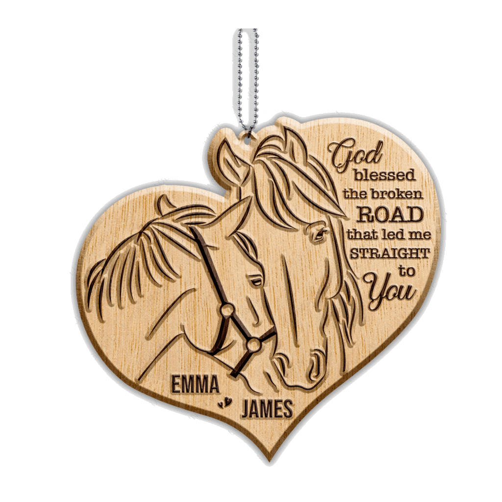 Farm Love Horse Couple God Blessed Personalized Wood Engraved Ornaments