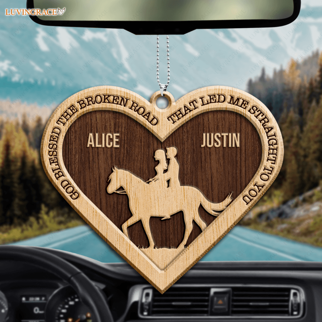 Farm Love Horse Cowboy And Cowgirl God Blessed Personalized Wood Engraved Ornaments Wooden Ornament