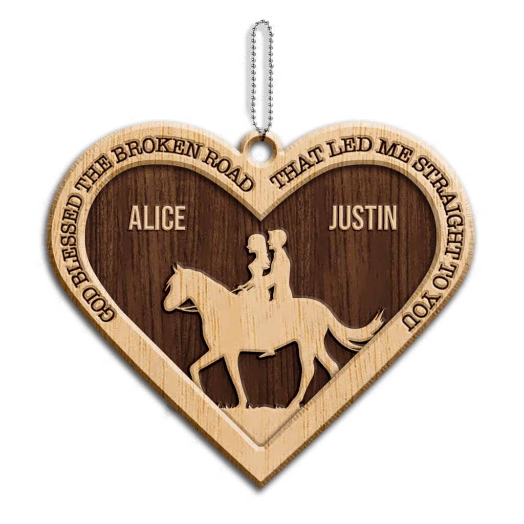 Farm Love Horse Cowboy And Cowgirl God Blessed Personalized Wood Engraved Ornaments