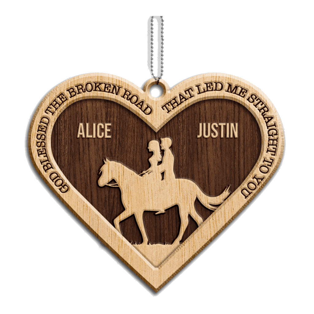 Farm Love Horse Cowboy And Cowgirl God Blessed Personalized Wood Engraved Ornaments