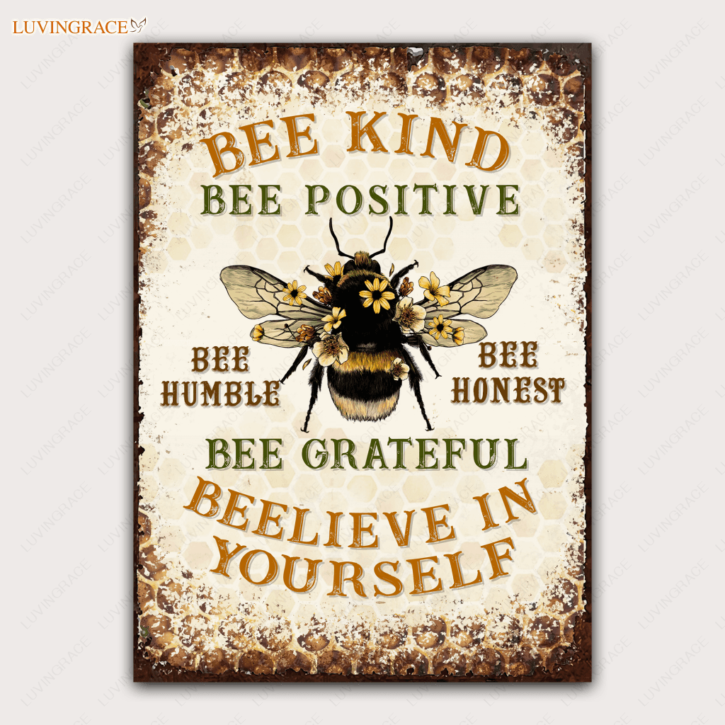 Farmhouse Bee Kind Metal Sign