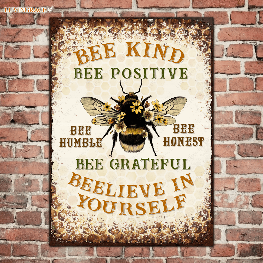 Farmhouse Bee Kind Metal Sign