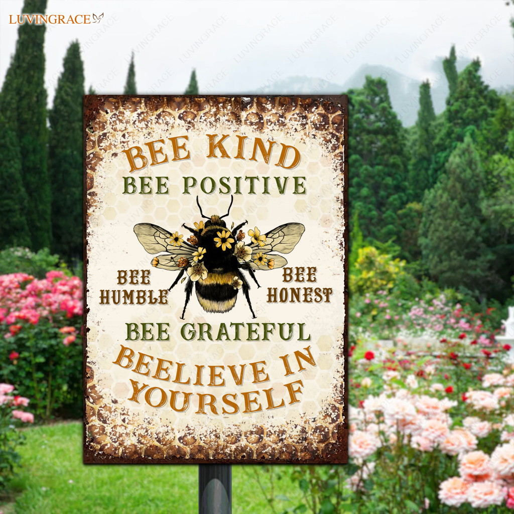 Farmhouse Bee Kind Metal Sign