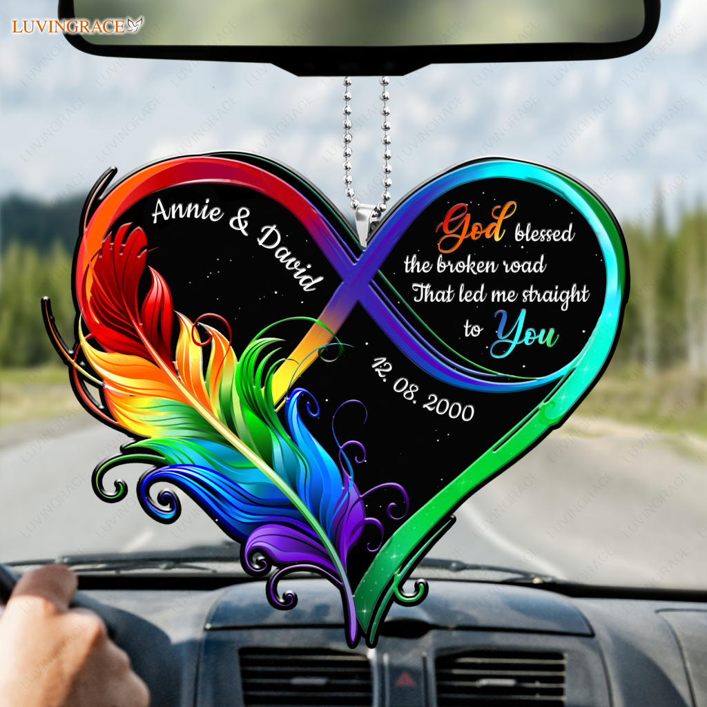 Feather Infinity Heart God Blessed Personalized Ornament