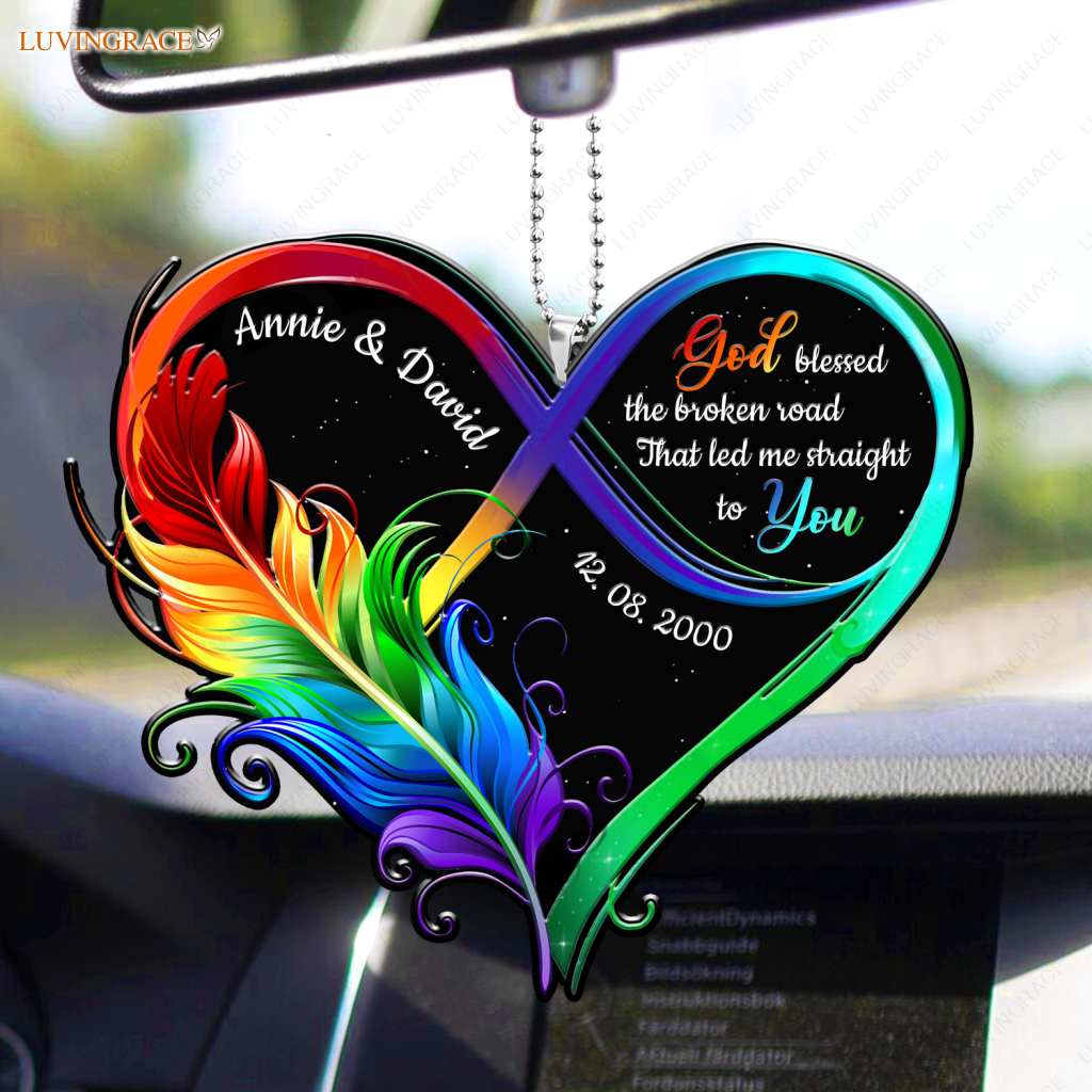 Feather Infinity Heart God Blessed Personalized Ornament