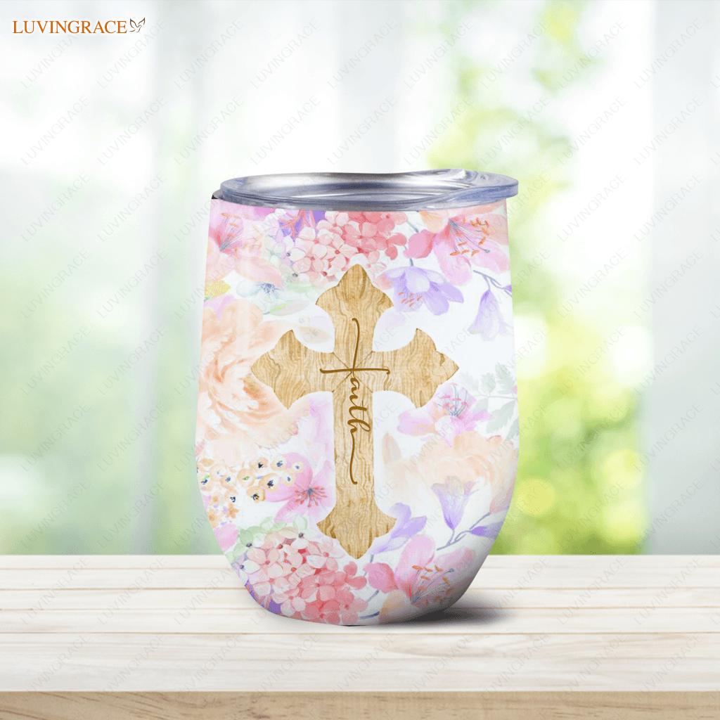 Floral Be Still And Know Wine Tumbler