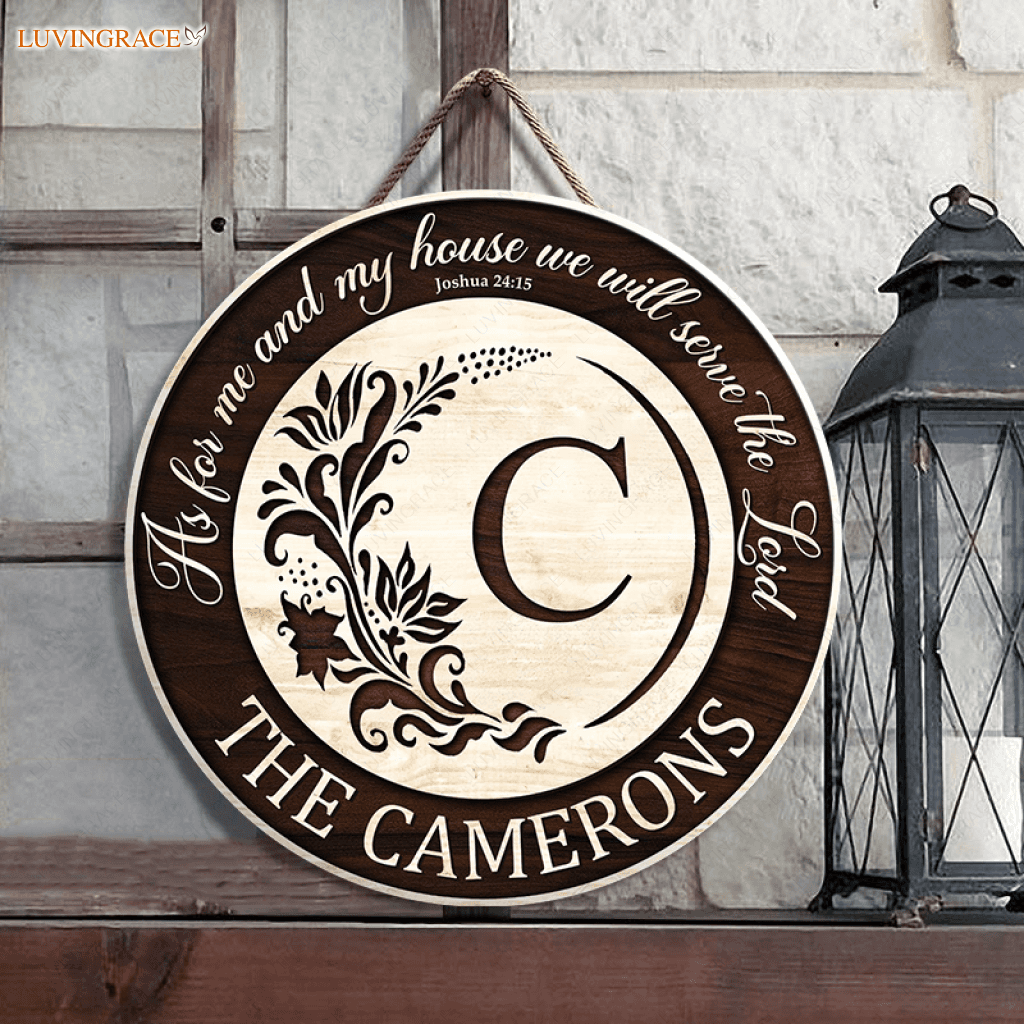 Floral Personalized Family Name Circle Sign Wood