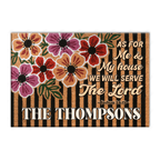Floral Stripes Serve The Lord Personalized Doormat