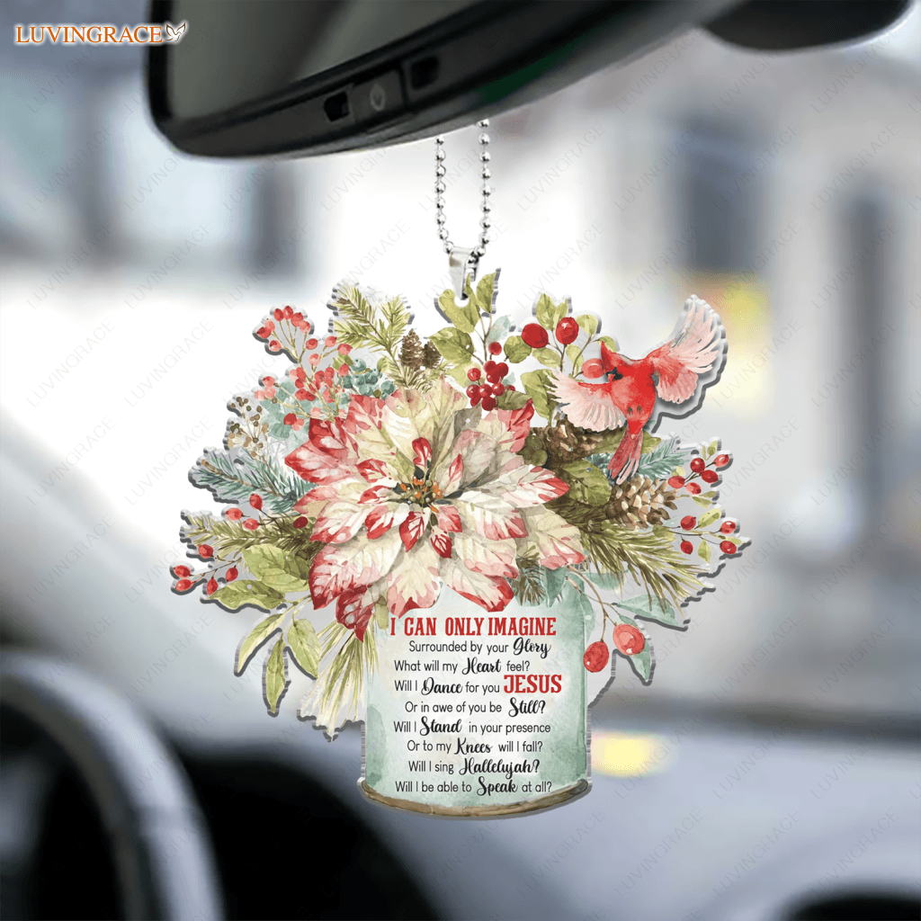 Floral Tin And Cardinal Ornament