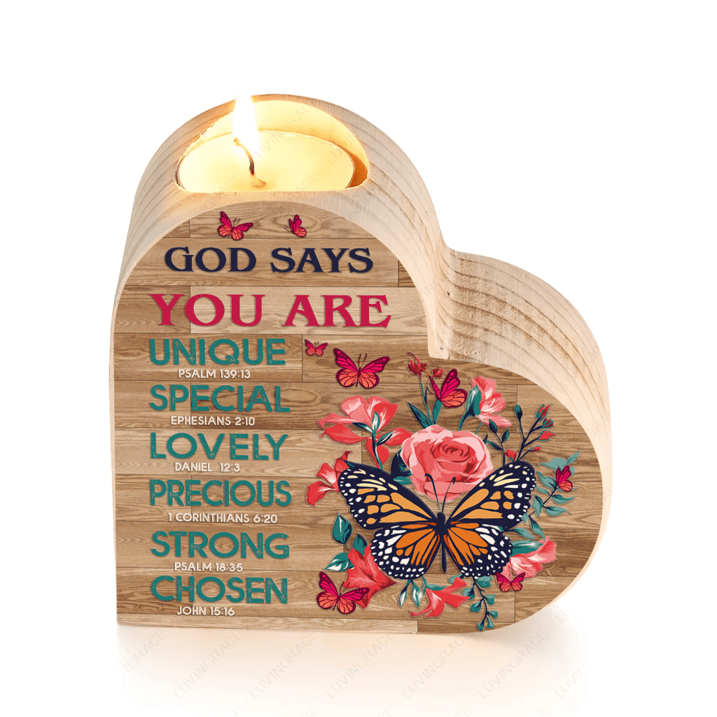 Flower And Butterfly God Says You Are Candle Holder