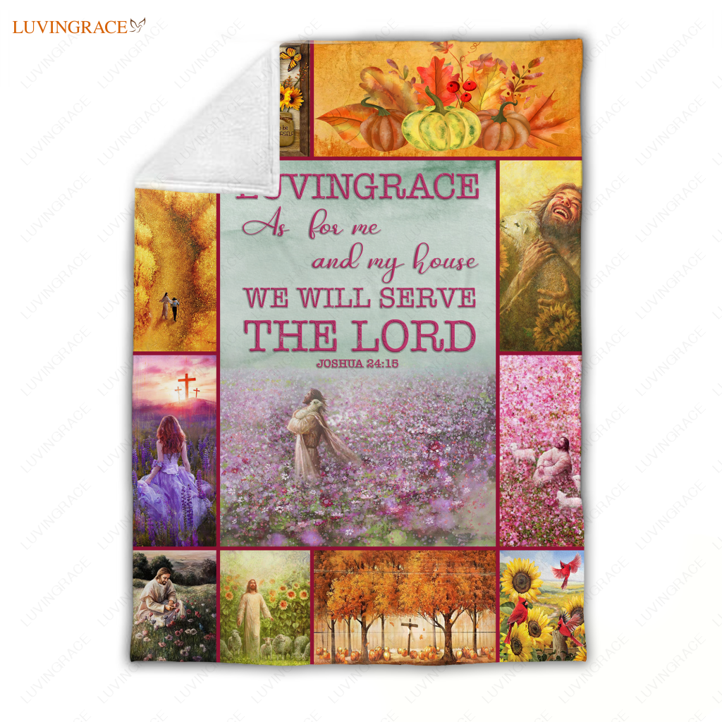 Flower Christian God As For Me And My House Personalized Blanket