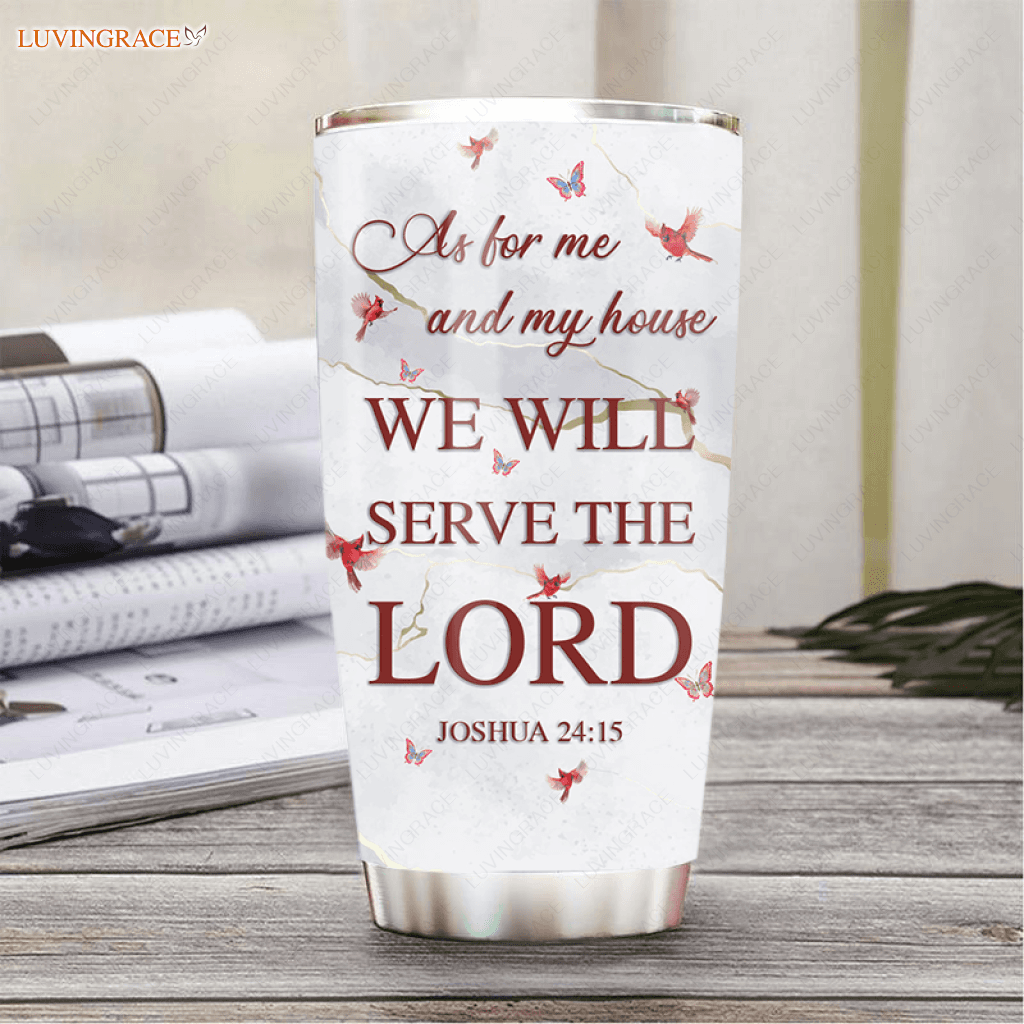 Flower Cross Cardinal As For Me And My House Personalized Tumbler