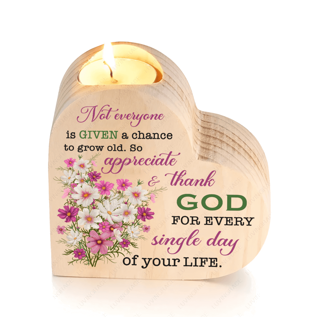 Flower Daisy Thank God Every Day Candle Holder