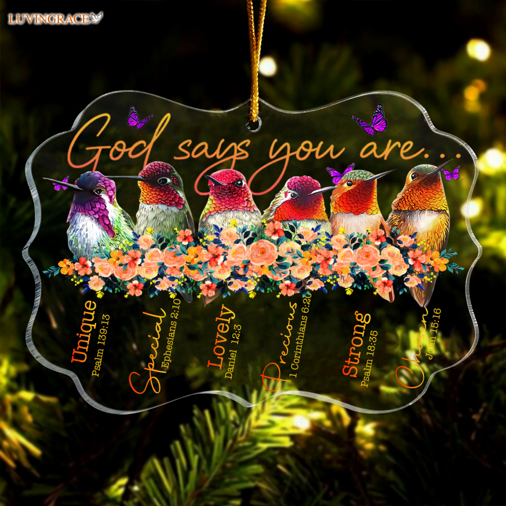 Flower Hummingbird God Says You Are Transparent Ornament