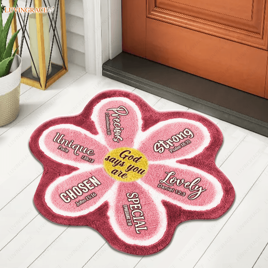 Fluffy Flower God Says You Are Shaped Luxurious Doormat