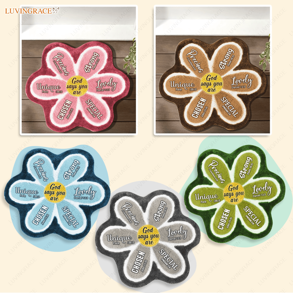 Fluffy Flower God Says You Are Shaped Luxurious Doormat