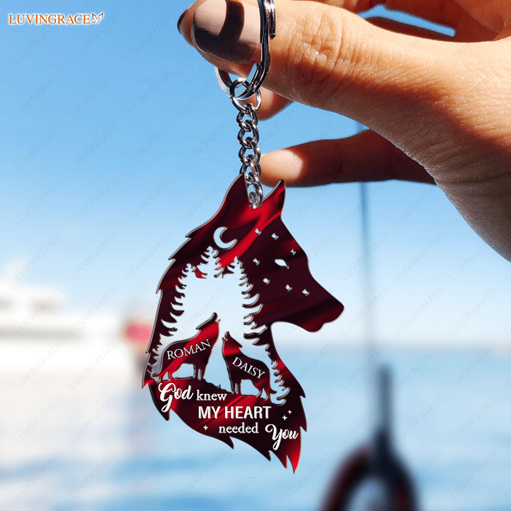 Forest Wolves For Couple Personalized Keychain