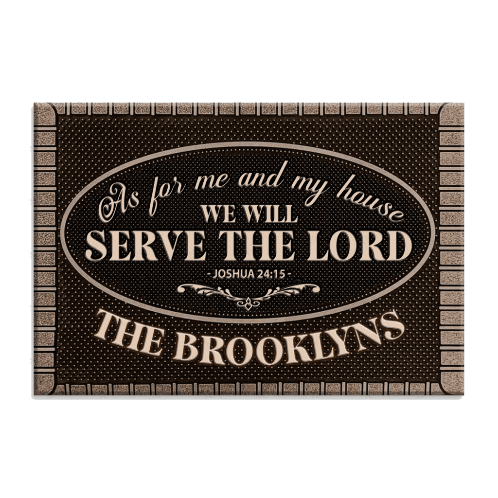 Friendly Welcome Brown Serve The Lord Personalized Doormat