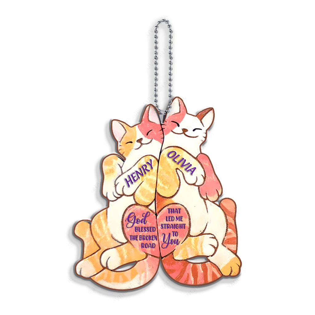 Fun Gift For Partner Cat Couple God Blessed Personalized Ornament