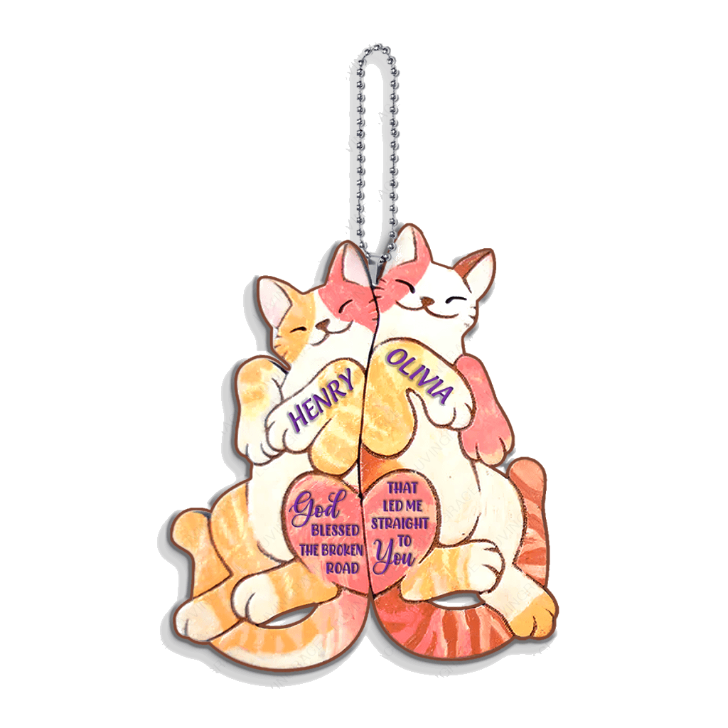 Fun Gift For Partner Cat Couple God Blessed Personalized Ornament