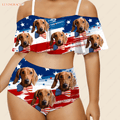 Funny Special Usa Flag Pattern Custom Face Photo Bikini Swimsuit Swimsuits