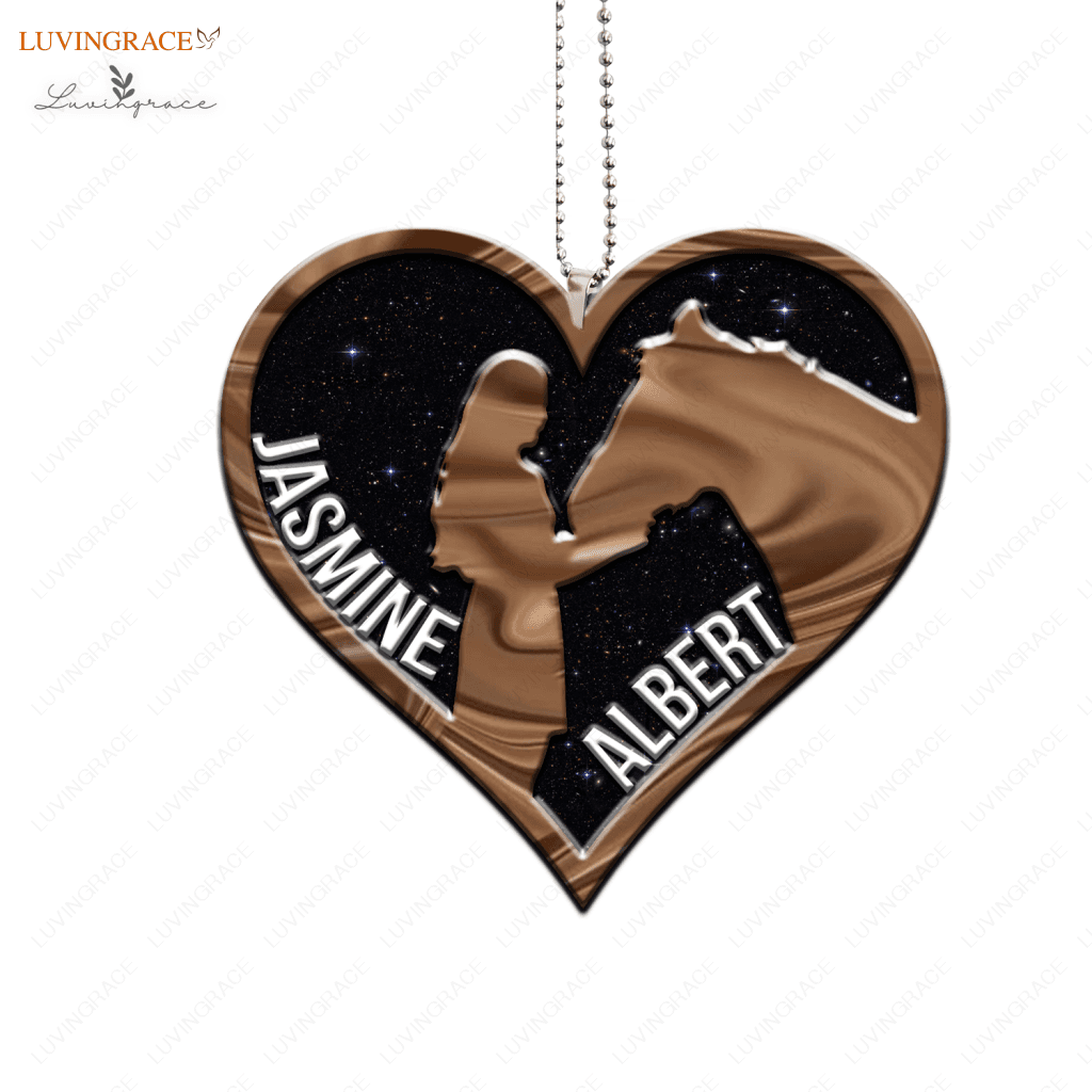 Girl & Horse Love Heart Ornament