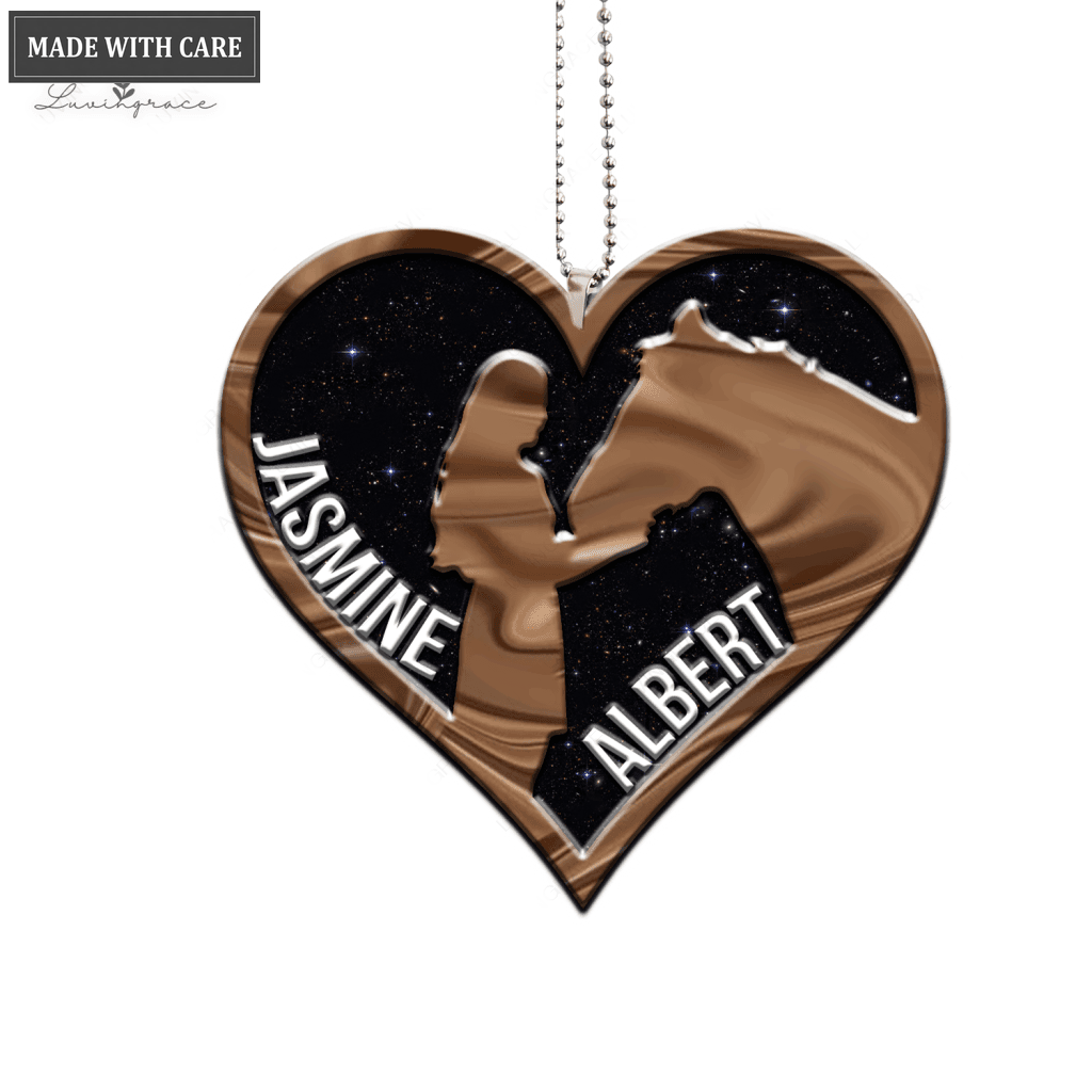 Girl & Horse Love Heart Ornament