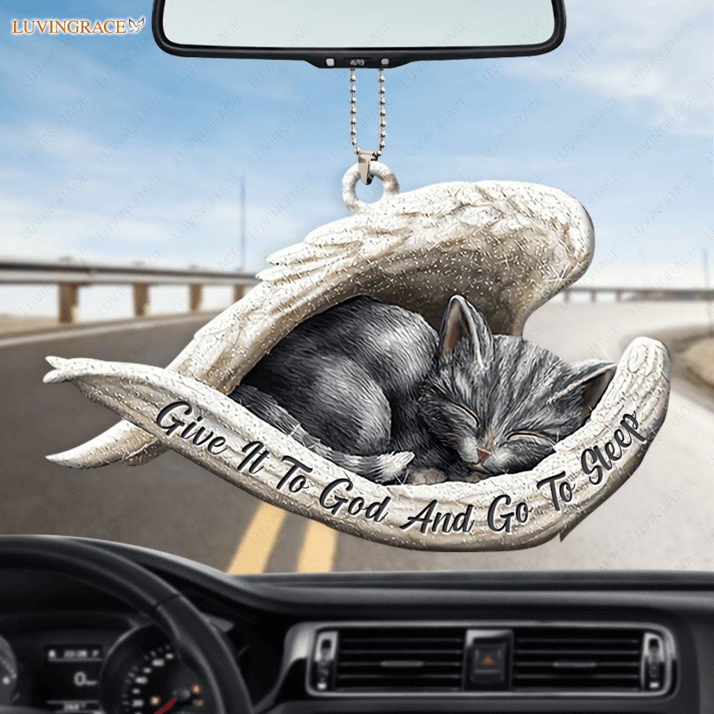 Give It To God And Go Sleep Cat Sleeping Angel Ornament