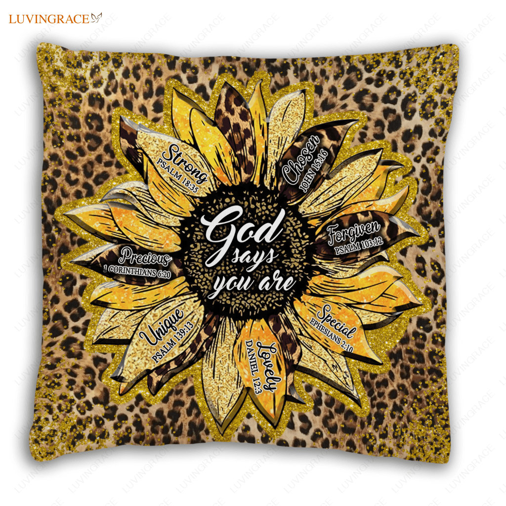 Glitter Cheetah Sunflower God Says You Are Pillow