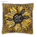 Glitter Cheetah Sunflower God Says You Are Pillow