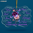 Glitter Purple Flower Buttefly Surrounded By Your Glory Transparent Ornament