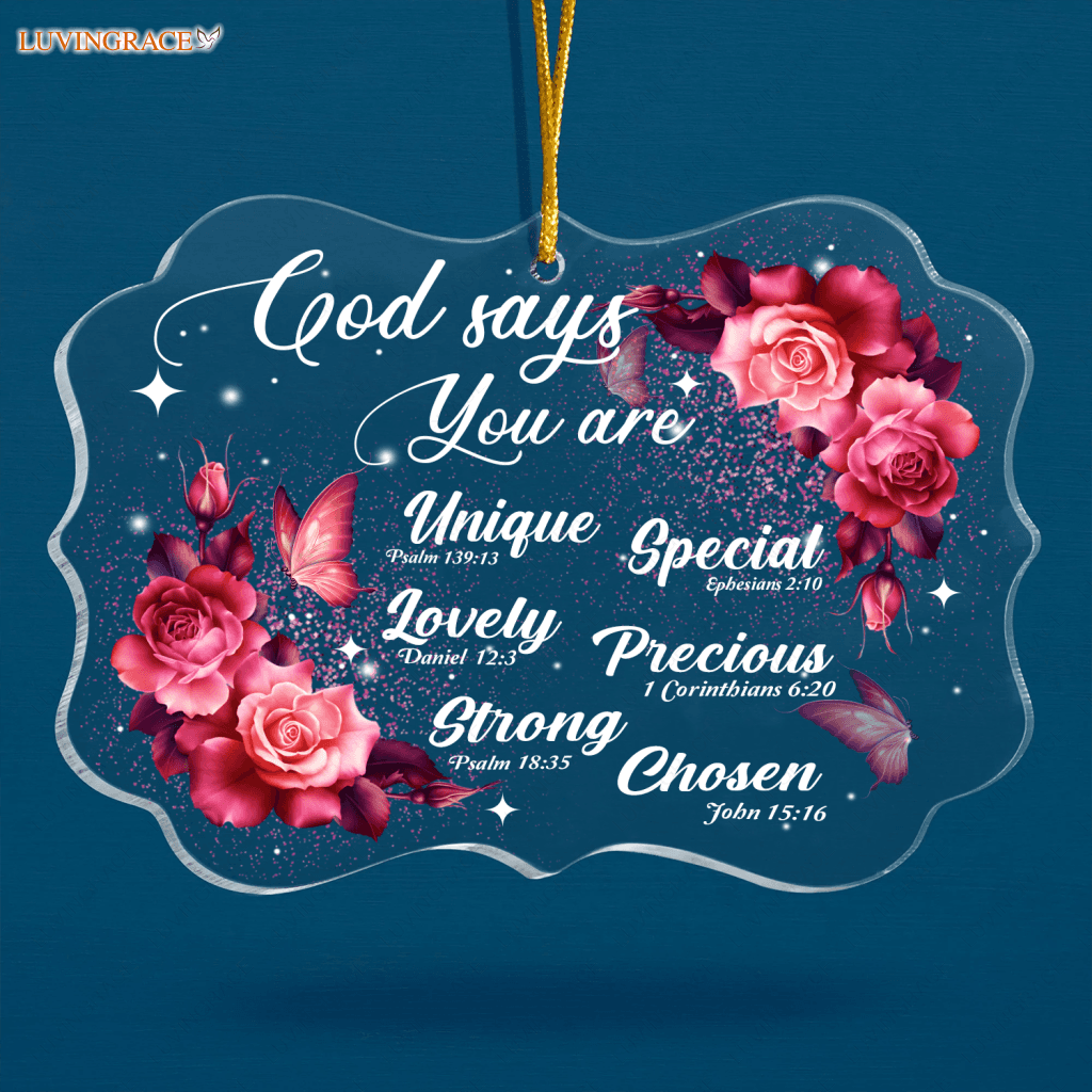 Glitter Roses Butterfly God Says You Are Transparent Ornament