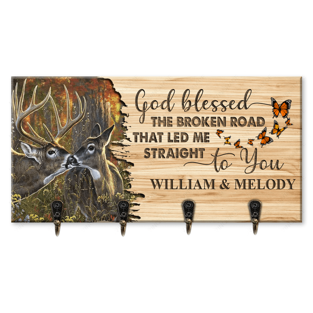 God Blessed The Broken Road Personalized Key Hanger