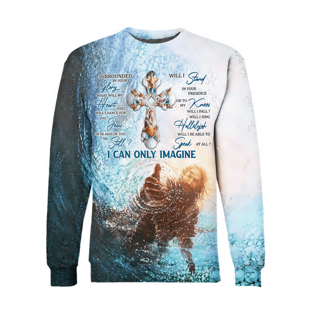 God Jesus Gives Hand Seashell Cross By The Glory Hoodie