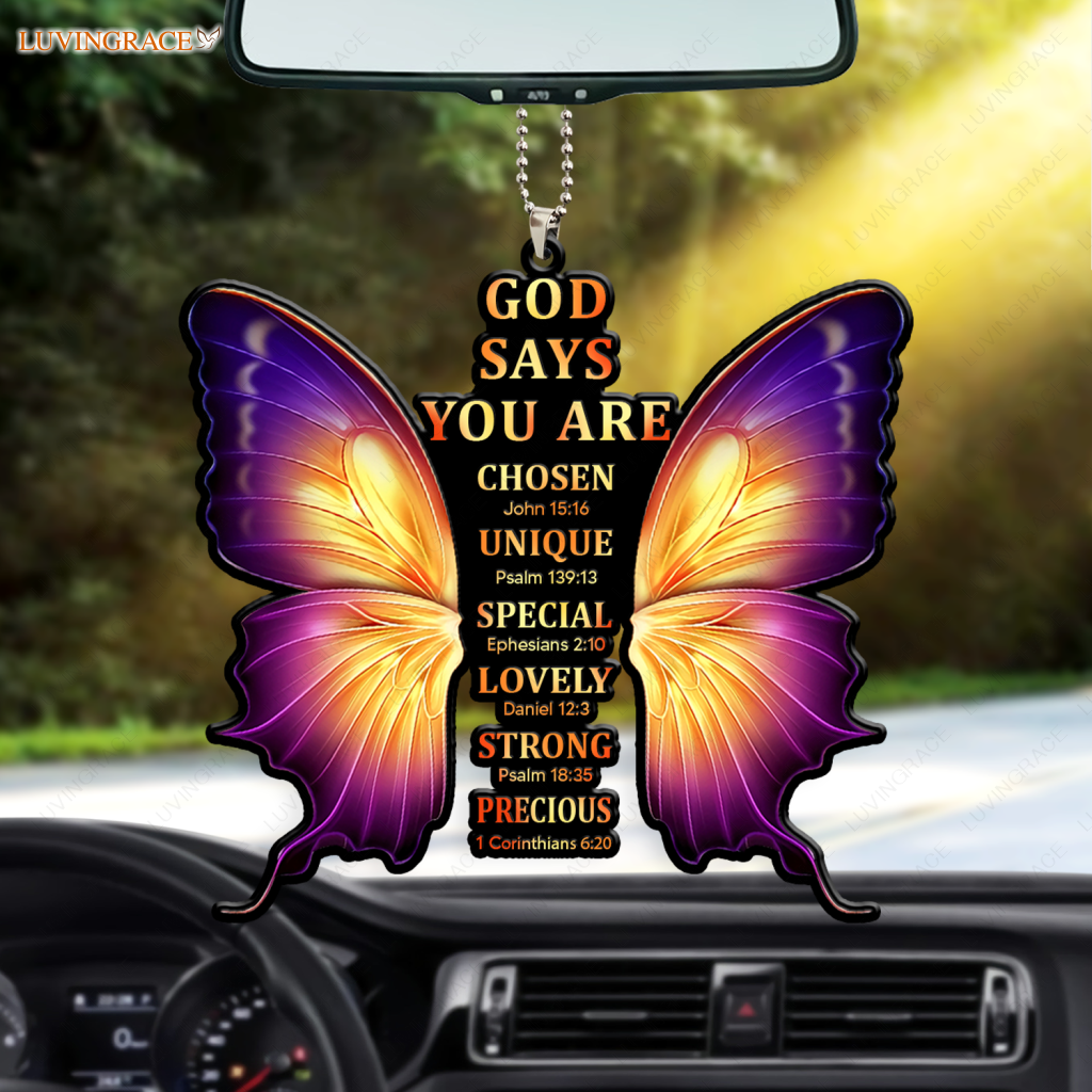 God Says You Are Cross Butterfly Christian Ornament