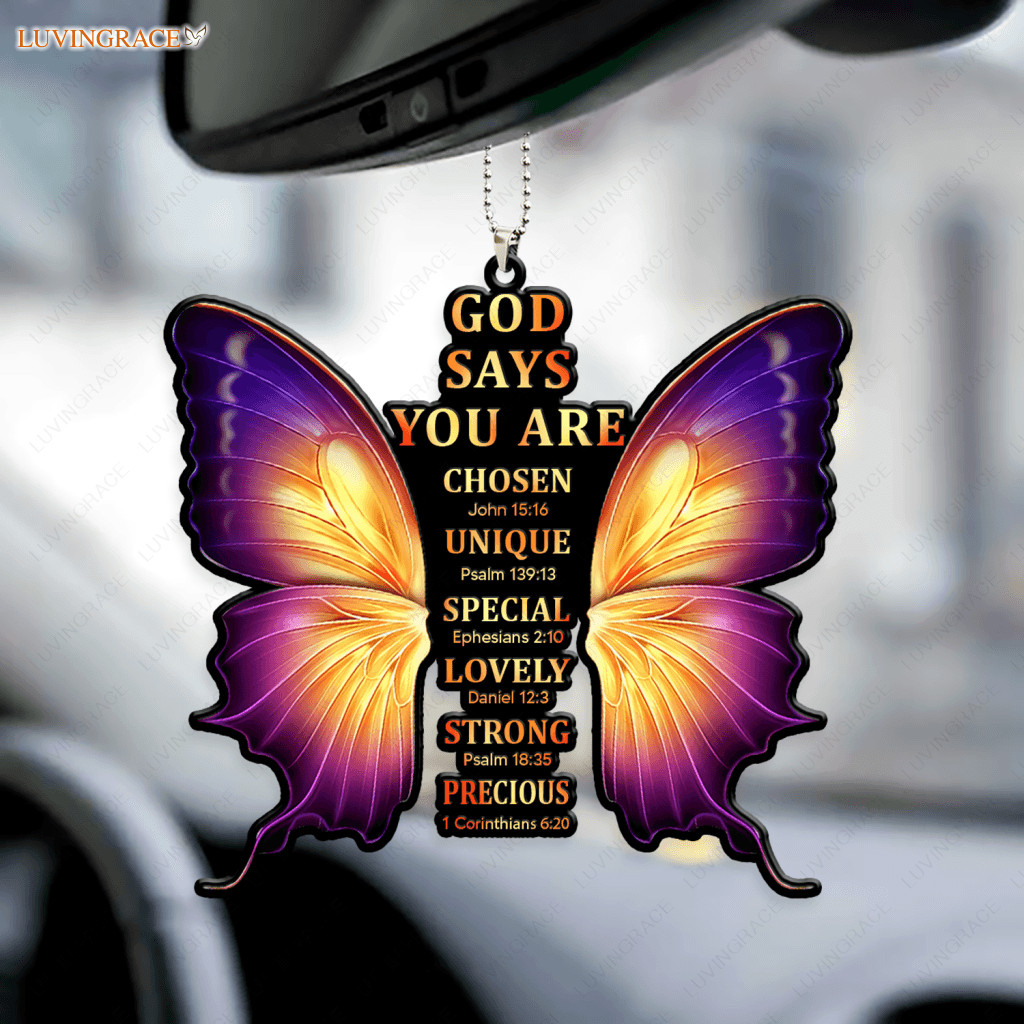 God Says You Are Cross Butterfly Christian Ornament