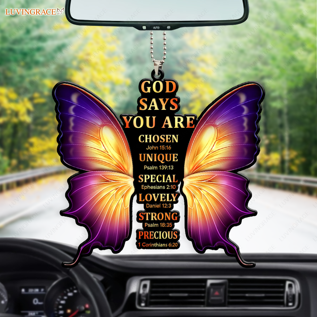 God Says You Are Cross Butterfly Christian Ornament