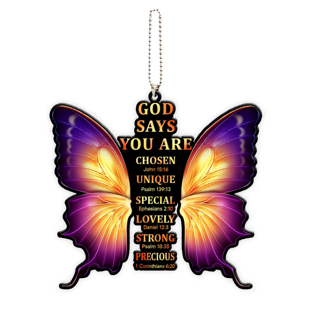 God Says You Are Cross Butterfly Christian Ornament