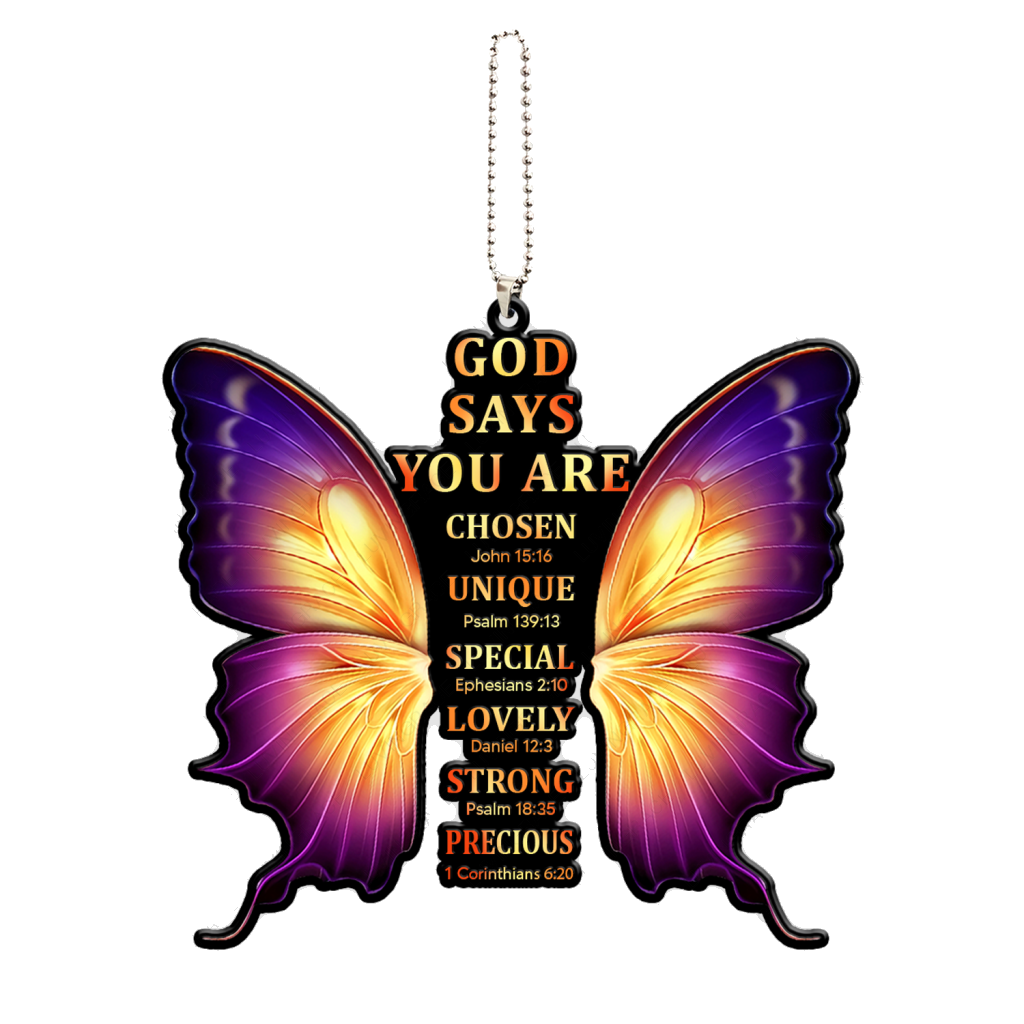 God Says You Are Cross Butterfly Christian Ornament