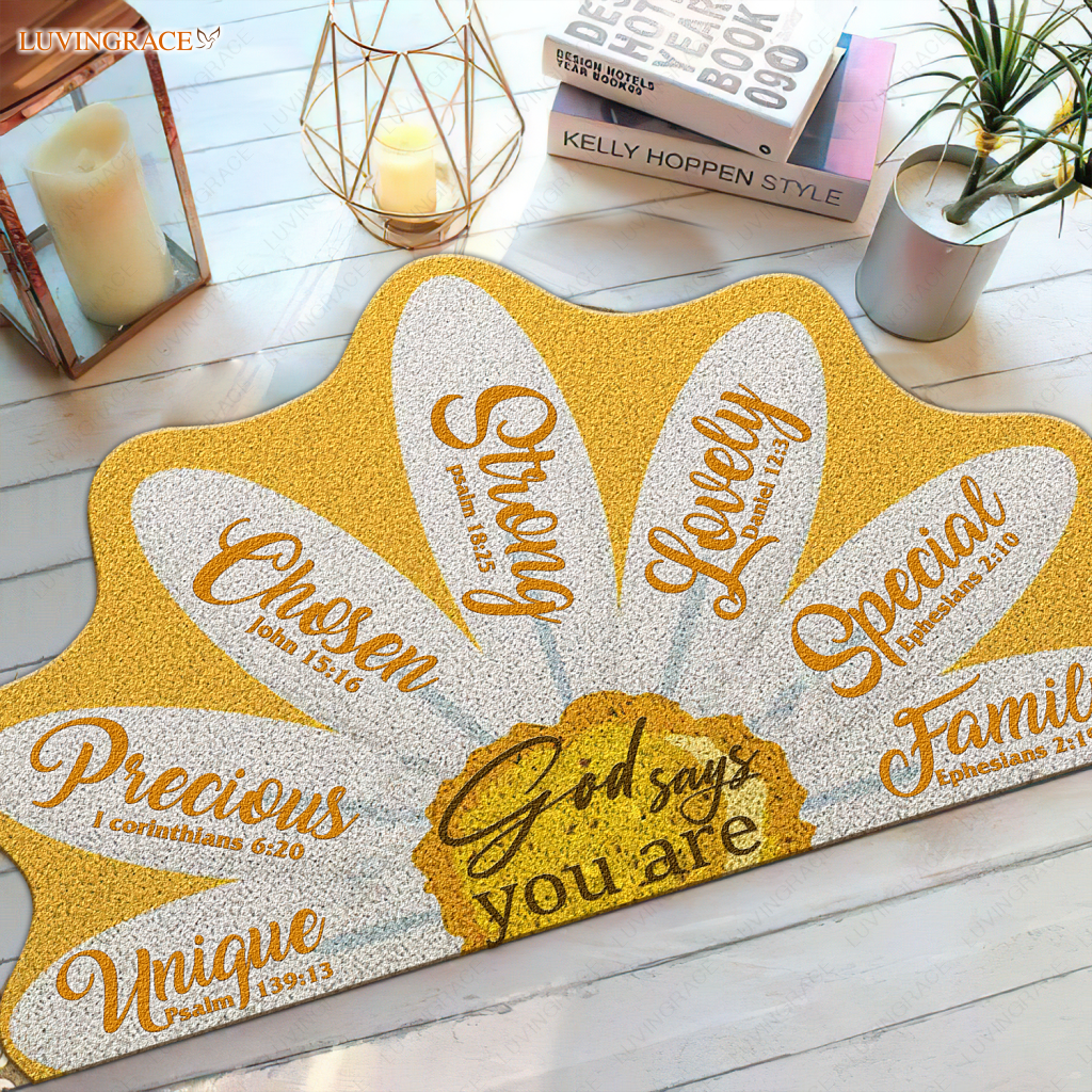 God Says You Are Daisy Half Moon Shaped Doormat